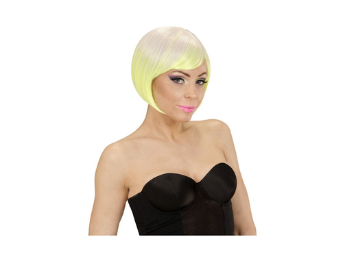 Peruka modowa melanż fioletowo – neonowo żółty