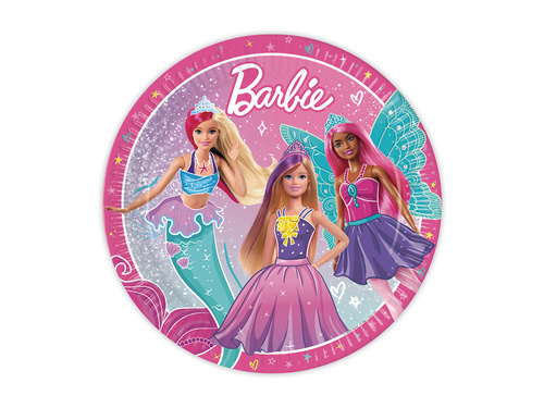 Talerzyki papierowe na urodziny Barbie - 23 cm - 8 szt.