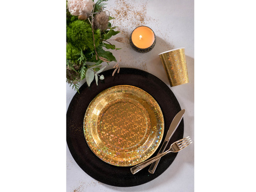 Gold holographic plates - 22,5 cm - 10 pcs.