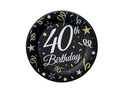 Fortieth birthday plates black - 18 cm - 6 pcs.