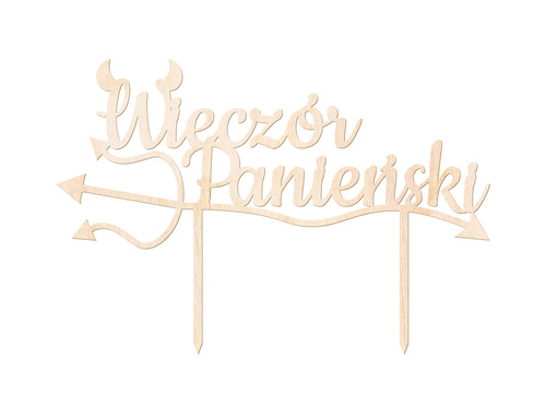 Cake topper Wieczór Panieński, wooden - 19x14 cm - 1 pc