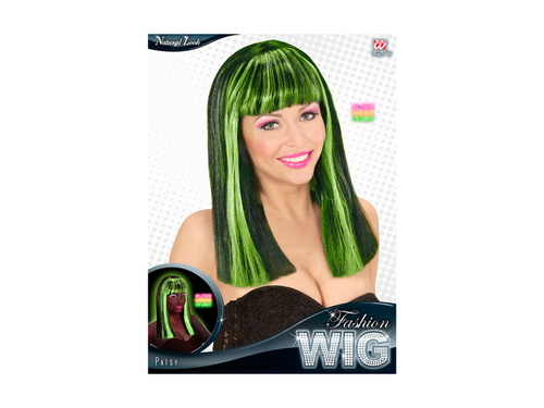 Czarno-zielona neonowa peruka Patsy z pasemkami