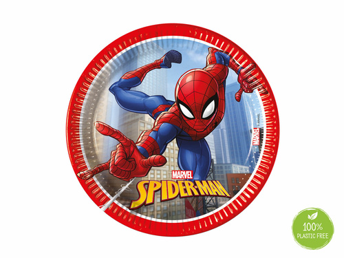 Talerzyki papierowe na urodziny Spiderman - 20 cm - 8 szt.