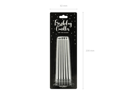 Silver birthday candles - 12 pcs.