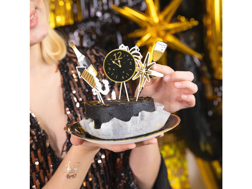 Pikery sylwestrowe na babeczki Happy New Year - 6 szt.