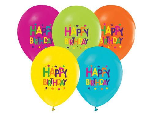 Happy Birthday latex balloons - 30 cm - 5 pcs.