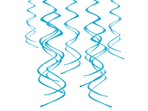 Hanging decoration blue swirls - 60 cm - 5 pcs.