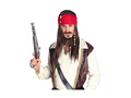 Peruka Pirata z Karaibów z bandaną, wąsami i kozią bródką z koralikami