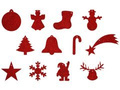 Felt christmas tree hanging decoration - 10 cm - 12 pcs