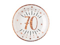 Seventieth birthday plates Sparkling pink gold - 22,5 cm - 10 pcs.