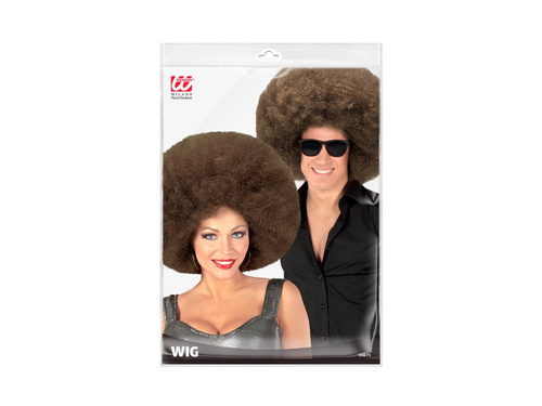 Duża peruka afro brązowa, wysokiej jakości