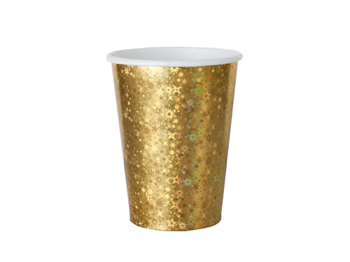 Kubeczki papierowe złote holograficzne - 270 ml - 10 szt.