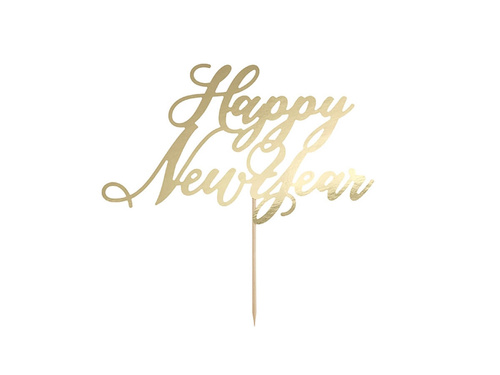 Happy New Year gold cake topper - 24 cm