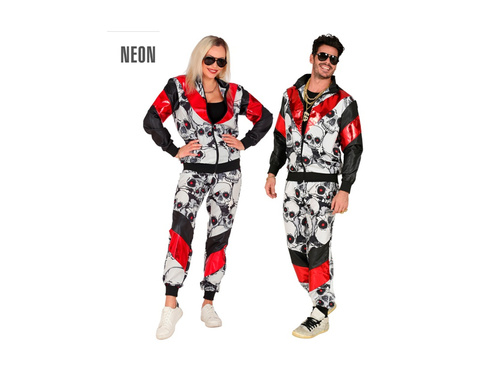 Strój w czarno-czerwone czaszki