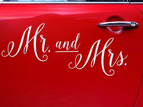 Wedding sticker for car - Mr. and Mrs.