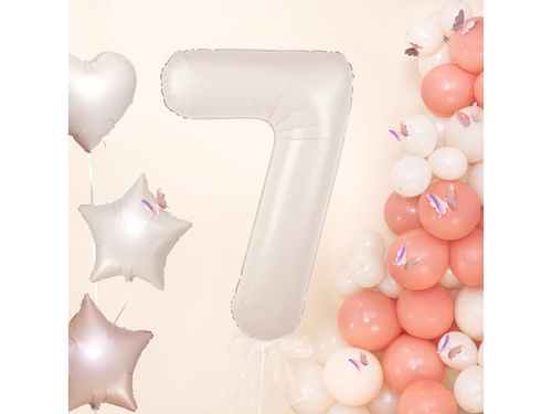 Foil balloon cream number 7 - 100 cm - 1 pc.