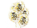 Transparent balloons with gold confetti for thirtieth anniversary - 30 cm - 5 pcs