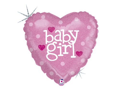 Balon foliowy Serce Baby Girl różowy - 46 cm - 1 szt.