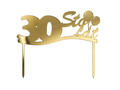 Gold mirrored plexiglass topper for 30th birthday cake