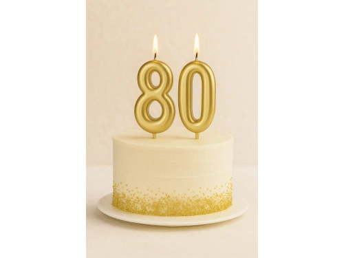 Świeczki cyferki złote - 80 - 2 szt.