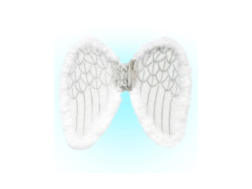 Białe skrzydła z obszyciem z marabutów 52×42 cm
