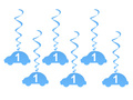 Hanging decoration for birthday party Cars blue - 6 pcs.