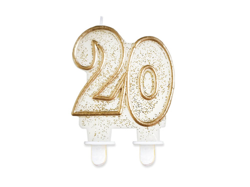 Twentieth birthday candle with gold border - 1 pc.