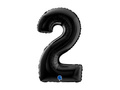 Balon foliowy cyfra 2 czarny - 26" - 1 szt.