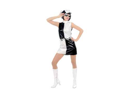 Strój 60s/70s Mod - sukienka, pasek i kapelusz