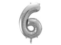Foil balloon number 6 silver - 86 cm - 1 pc.