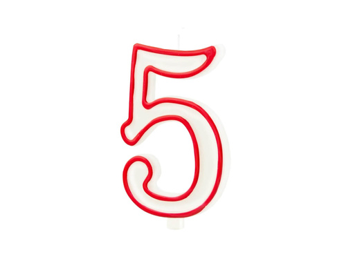 Candle number with red border five - "5"