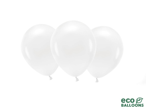 EKO Pastel white latex balloons - large - 10 pcs.