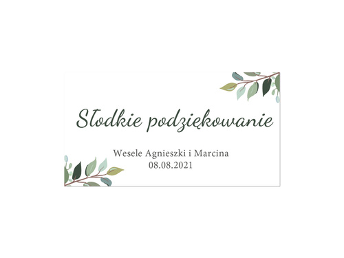Naklejki personalizowane na pudełka na ciasto z zielonymi listkami - 30 szt.