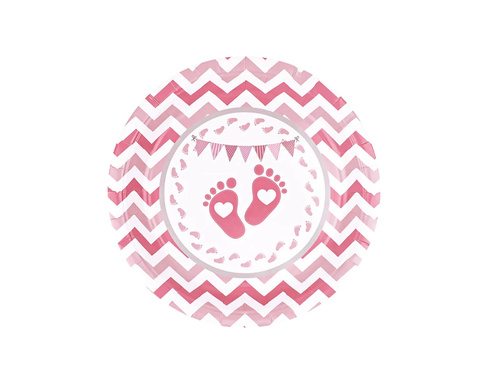 Baby Shower feet plates pink - 18 cm - 6 pcs.