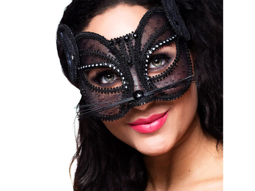 Black sequin cat eyemask
