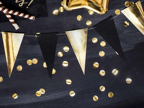 Banner garland of black and gold flags - 215 cm - 1 pcs.