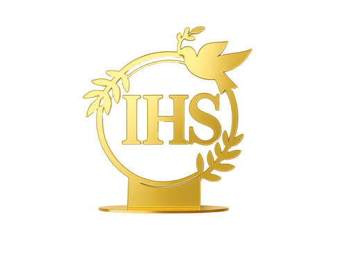 Dekoracja IHS złota - 18 cm - 1 szt.