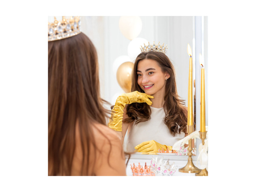 Korona na tort - 15 cm - złota z kryształkami - 1 szt.