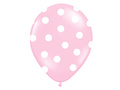 Light pink latex balloons with white dots - 30 cm - 6 pcs.