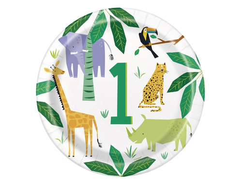 Safari birthday plates - 23 cm - 8 pcs.