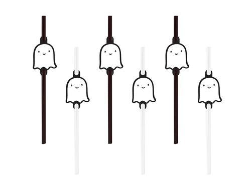 Jolly Ghost straws for Halloween - 6 pcs.