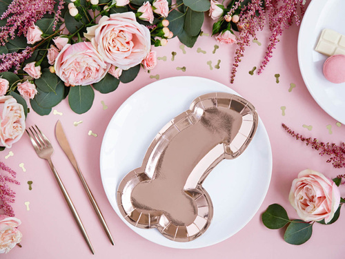 Talerzyki Same penis forever różowe złoto - 26,5 cm - 6 szt.