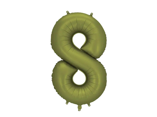 Number 8 Olive Foil Balloon - 86 cm - 1 pc