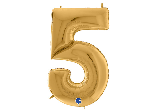 Number 5 gold Foil Balloon - 163 cm - 1 pc