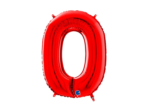 Balon foliowy cyfra 0 czerwona - 66 cm - 1 szt.