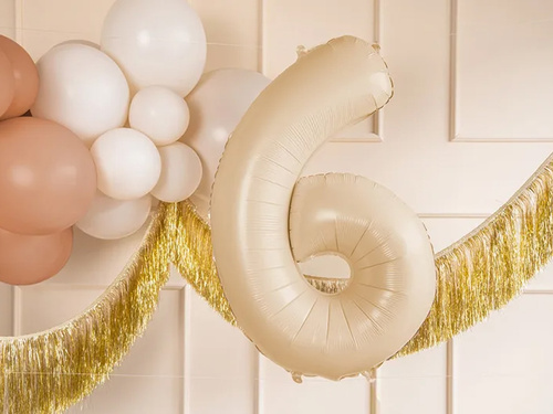 Number 6 Beige Foil Balloon - 72 cm - 1 pc