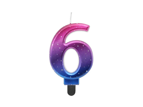 Night Sky metallic number candle - 6 - six