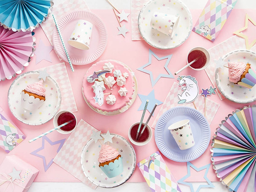 Unicorn plates with stars - 18 cm - 6 pcs.