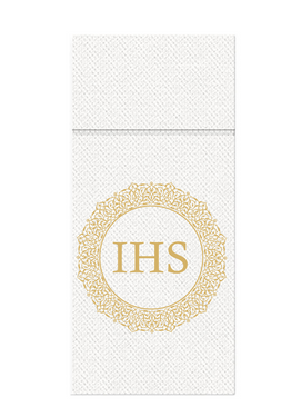 Kieszonki na sztućce Pierwsza Komunia Święta IHS - 40 cm - 20 szt.