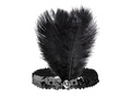 Opaska z piórami i cekinami Retro czarna - 1 szt.